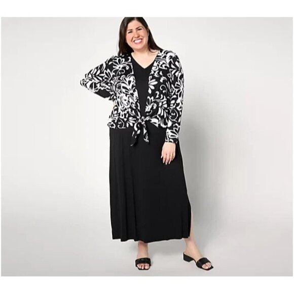 Belle by Kim Gravel Better Together Dress and Shrug Set Solid Black XL A634848 - Picture 1 of 1